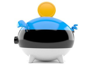 Obraz premium Piggy bank with estonian flag