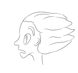 portrait of a young man character, lines, vector