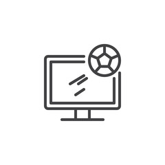Soccer Live Match On TV outline icon. linear style sign for mobile concept and web design. Sport news simple line vector icon. Symbol, logo illustration. Pixel perfect vector graphics