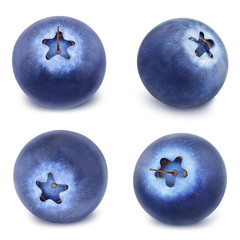 Collection of blueberries isolated on a white.