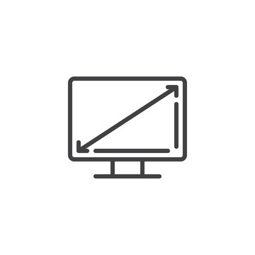 Full screen tv outline icon. linear style sign for mobile concept and web design. Wide screen simple line vector icon. Display size symbol, logo illustration. Pixel perfect vector graphics