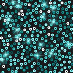 Glitter seamless texture. Admirable emerald particles. Endless pattern made of sparkling sequins. Al