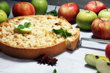 Apple pie or homemade cake with apples. Delicous dessert apple tart