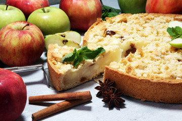 Apple pie or homemade cake with apples. Delicous dessert apple tart