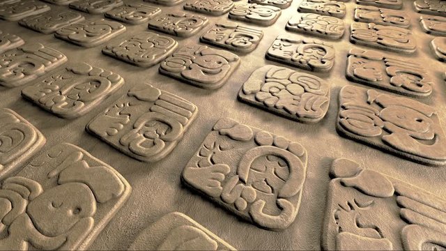 Old mayan hieroglyphics loop 3d animation