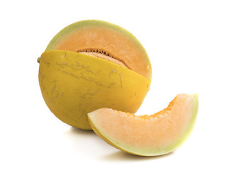 cantaloupe melon isolated on white