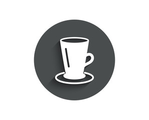 Cup of Tea simple icon. Fresh beverage sign. Latte or Coffee symbol. Circle flat button with shadow. Vector