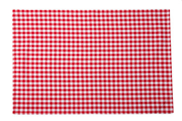 Red and white checkered napkin isolated on white background.