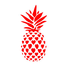 Pineapple. Hand drawn vector illustration isolated on white, logo, t-shirt design.