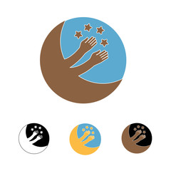 Moon. Moon and star. Cartoon vector and illustration, hand drawn, flat style, isolated on white background. Set with four color options.