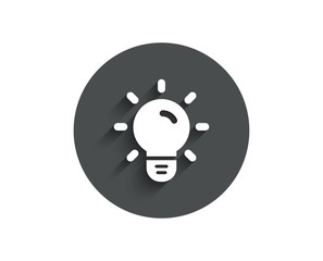 Light Bulb simple icon. Lamp sign. Idea, Solution or Thinking symbol. Circle flat button with shadow. Vector