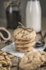 freshly baked cookies on rustic wooden table