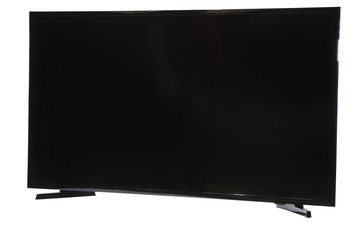 household appliances, full hd and 4k television screen on white background