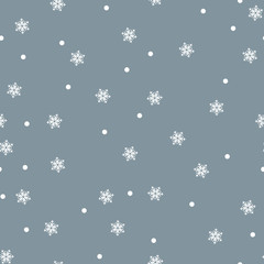 Snowflake seamless pattern. Snow on white background. Abstract wallpaper, wrapping decoration. Symbol winter, Merry Christmas holiday, Happy New Year celebration Vector illustration.