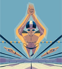 Man swimming in competition