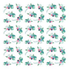 beautiful flowers and leafs decorative pattern vector illustration design