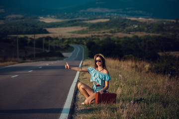 Fototapeta premium Young beautiful Asian woman in hippy style.