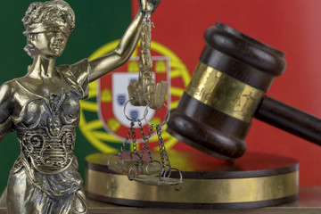 Fototapeta na wymiar Human Rights Act and Justice Concept , Portugal Flag