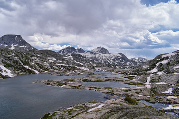 Upper and Lower Jean Lake in the Titcomb Basin along the Wind River Range, Rocky Mountains,...