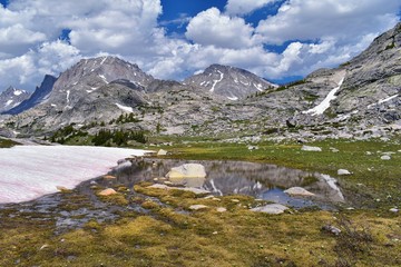Upper and Lower Jean Lake in the Titcomb Basin along the Wind River Range, Rocky Mountains,...