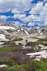 Upper and Lower Jean Lake in the Titcomb Basin along the Wind River Range, Rocky Mountains,...