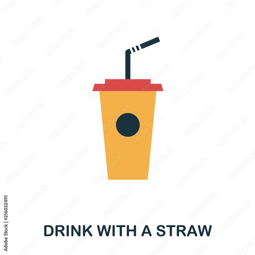 Poster drink with a straw icon. mobile apps, printing and more usage. simple element sing. monochrome drink