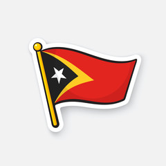 Obraz premium Sticker flag of East Timor on flagstaff