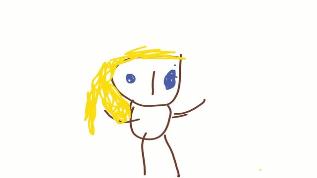 Children's drawing. A child draws a doll.