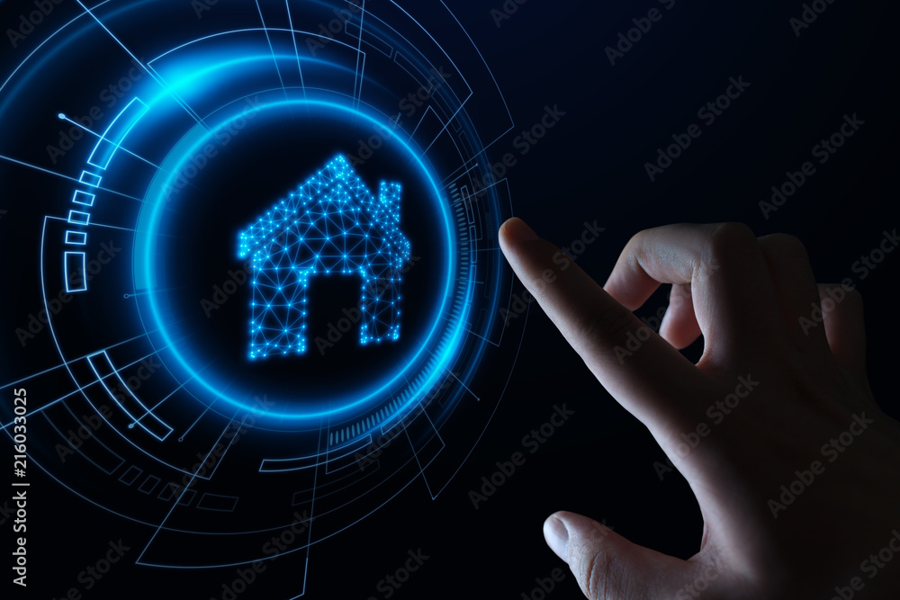 Aufkleber smart home automation control system. innovation technology internet network concept