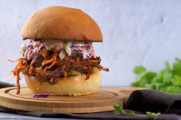 Burger with chopped pork