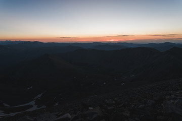 Landscape view of early morning in the Rocky Mountains, Colorado. 
