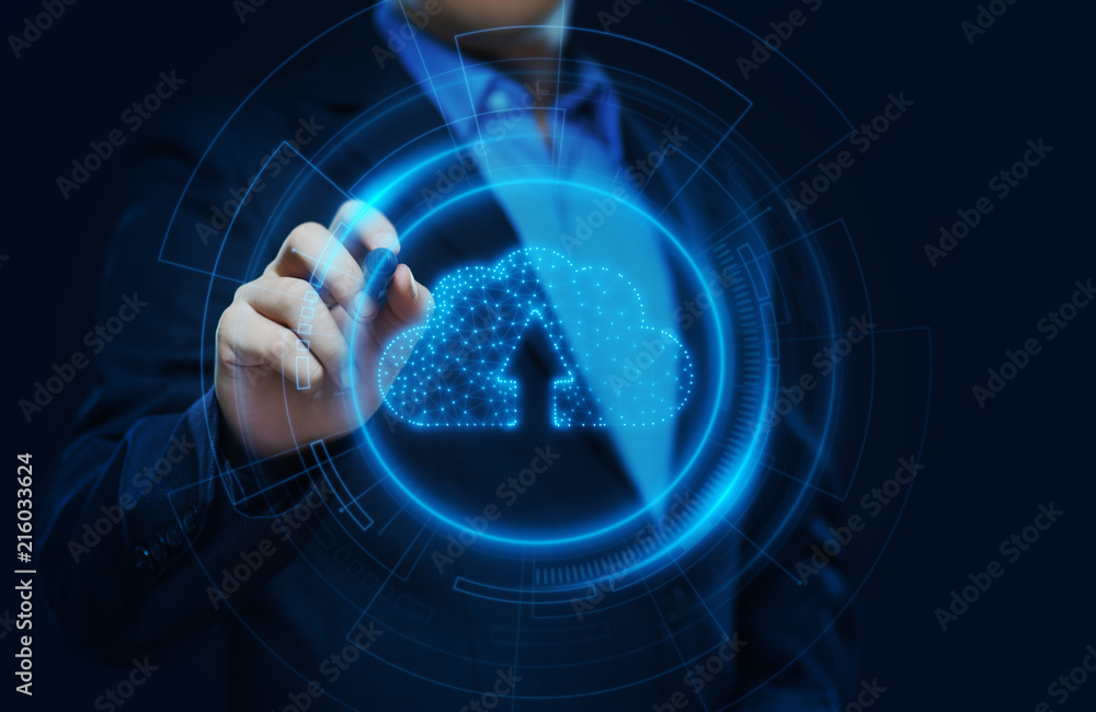Poster cloud computing technology internet storage network concept