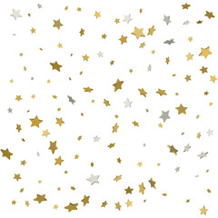Holiday starry background. Gold stars. Confetti celebration, Falling golden abstract decoration for party, birthday celebrate, anniversary or event, festive. Festival decor. Vector illustration.