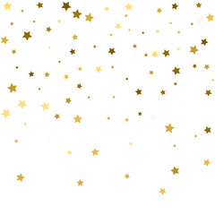 Gold stars. Confetti celebration, Falling golden abstract decoration for party, birthday celebrate, anniversary or event, festive. Festival decor. Vector illustration