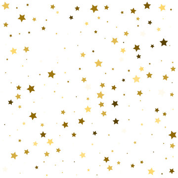 Star pattern. white, background, gold, gift wrap. Vector illustration.