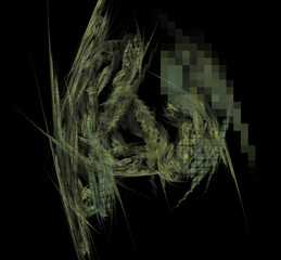 Camouflage lines fractal on a black background.