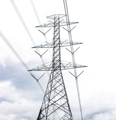high voltage pole sky background