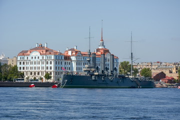 Nakhimov Naval School and Aurora cruiser, St. Petersburg, Russia