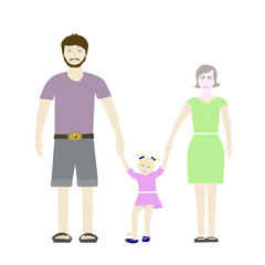 Family - mom, dad and daughter. Vector illustration.