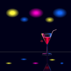 Glass in abstract night club style. Vector illustration.