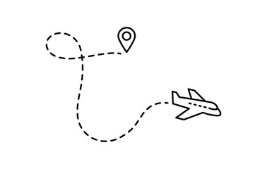 Plane Vector Line Icon. Label Symbol for the Map, Aircraft. Editable stroke