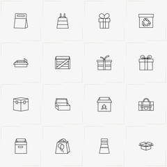 Boxes & Packages line icon set with package, box and bag