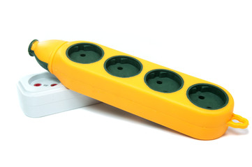Power strip with  electrical sockets standard,   on a white background