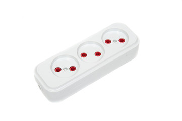 Power strip with  electrical sockets standard,   on a white background