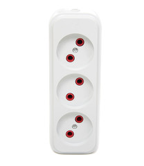 Power strip with  electrical sockets standard,   on a white background