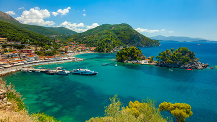 Parga town panoramic view. Popular tourist destination of Greece.