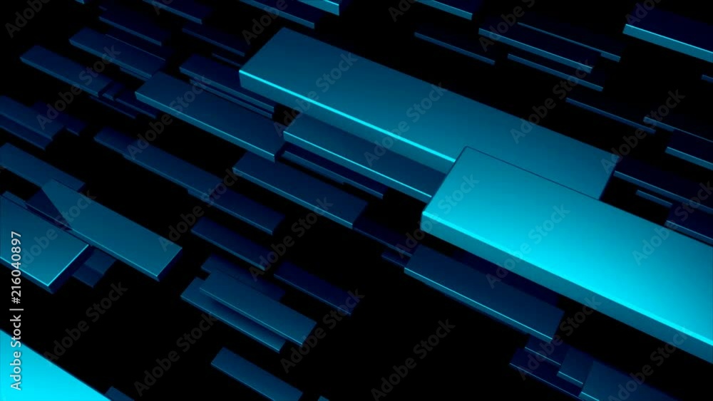 Fototapete many 3d metallic blocks are in space, computer generated modern abstract background, 3d rendering