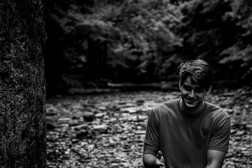 young man in woods in kentucky