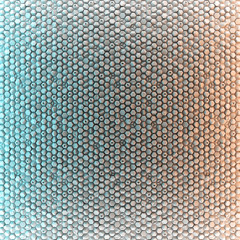 Colored abstract hexagons blank backdrop. 3d rendering geometric polygons, as illuminated tile wall. Interior room