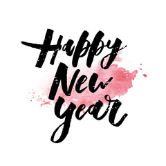 Happy New Year Vector Gradient Phrase Lettering Calligraphy Sticker Watercolor